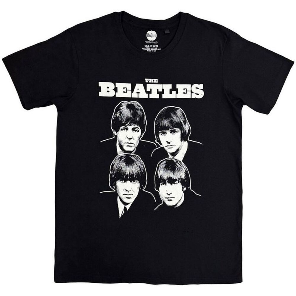 The Beatles Unisex Adult Black & White Band T-Shirt / Black